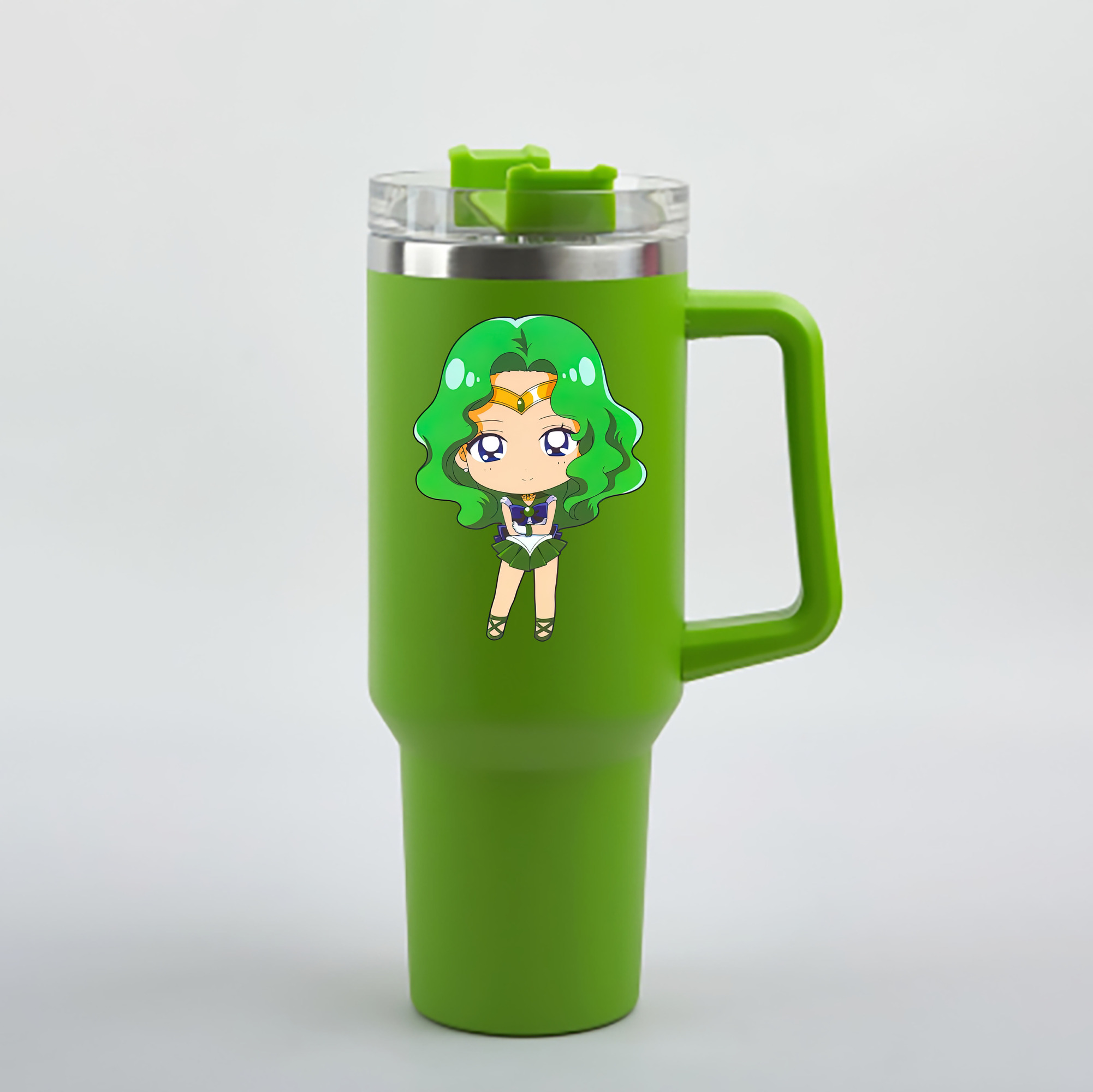 （画像用） 美少女戦士セーラームーン 海王 みちる（かいおう みちる） Sailor Moon Kaiou Michiru 1200mL車用タンブラー - クリスタルステッカー（プラスチックストロー付き）